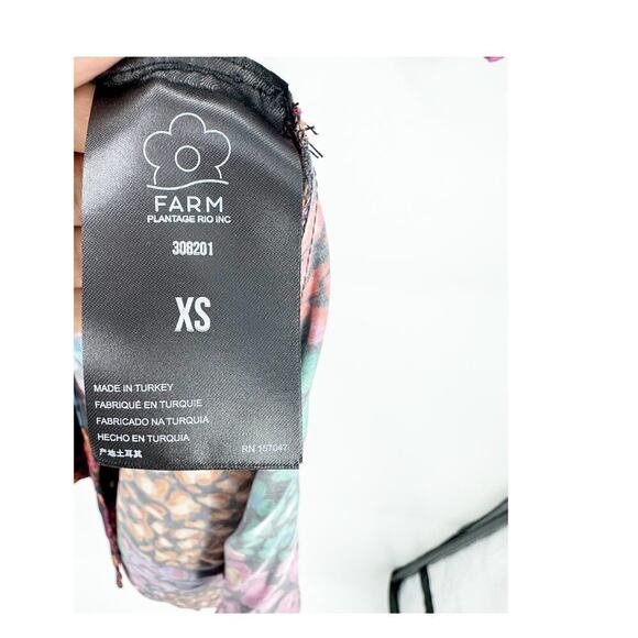 Farm Rio Rainbow Hearts Lenzing Ecovero Viscose Midi Dress Multicolor SZ XS NWT - Picture 12 of 12